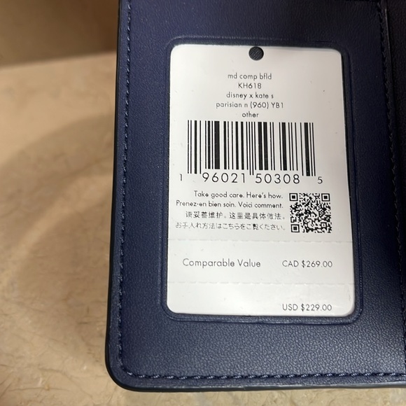♠️kate spade X Disney Lady and the Tramp Medium Bifold Wallet, Parisian Blue NWT - Picture 12 of 13